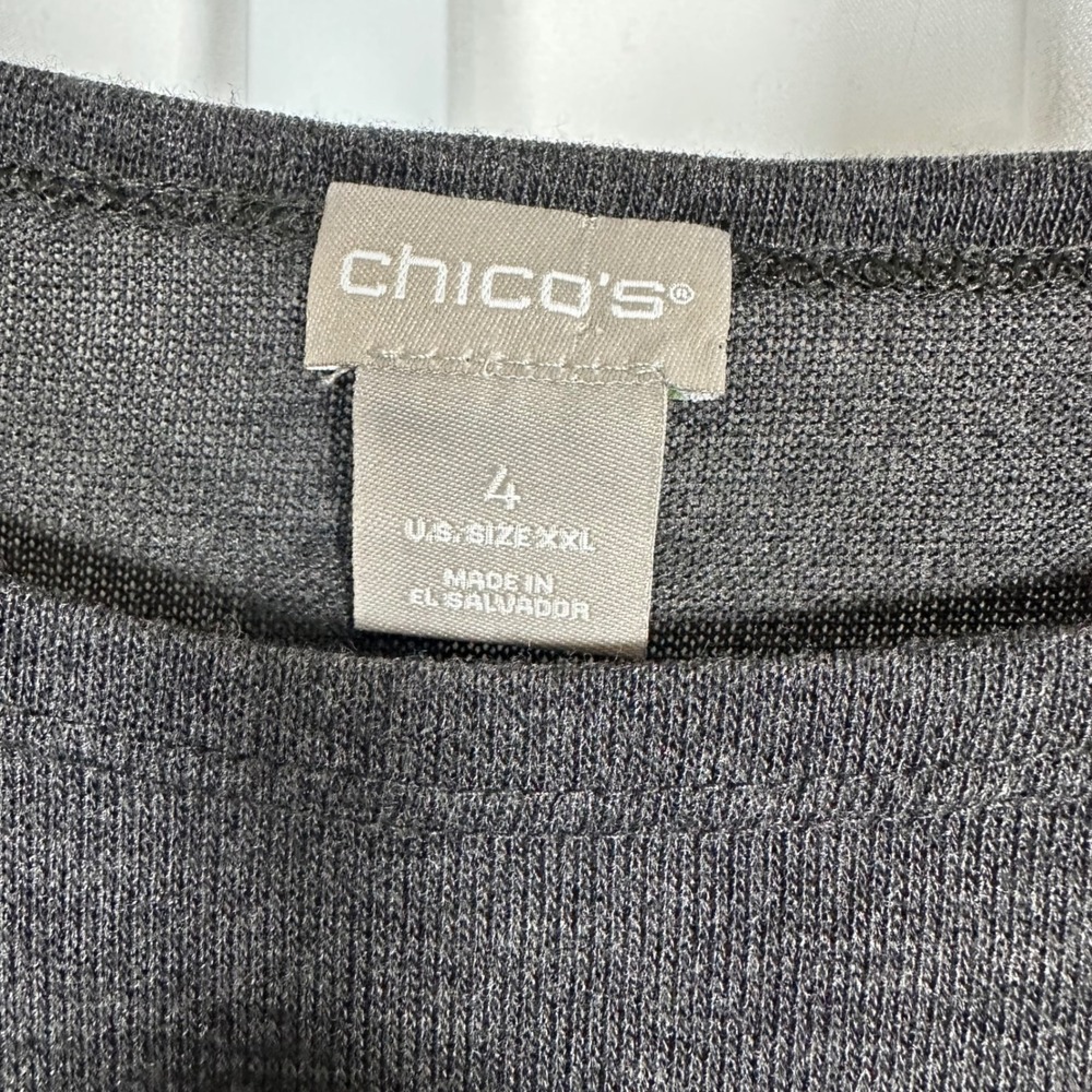 NWT Chico's Asymmetrical Bateau Tunic 3/4 Sleeve Grey 2X Classic Minimalist‎ - Picture 2 of 9